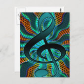Psychedelic Treble Clef / G Clef Music Symbol Postkarte (Vorne/Hinten)