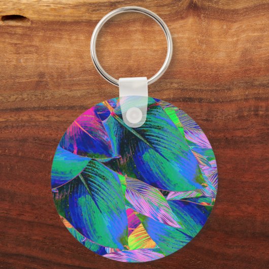 Psychedelic Tree Leaves Schlüsselanhänger (Rückseite)
