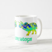 Psychedelic Triceratops Dinosaur Art Jack Name hin Kaffeetasse (VorderseiteRechts)