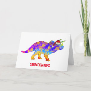 Psychedelic Triceratops Santa Christmas Dinosaurie Karte