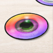 Psychedelic Trippy-komisches Hippie Funky Eye Runder Pappuntersetzer (Angewinkelt)