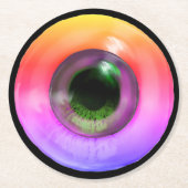 Psychedelic Trippy-komisches Hippie Funky Eye Runder Pappuntersetzer (Vorderseite)