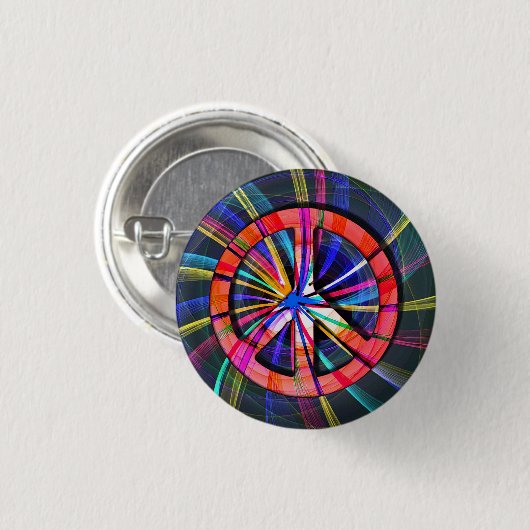 Psychedelic Trippy Peace Sign Button (Vorne & Hinten)