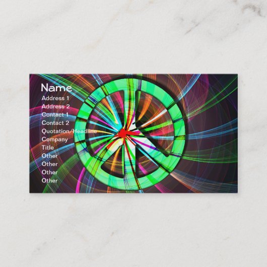 Psychedelic Trippy Peace Sign Visitenkarte (Vorderseite)