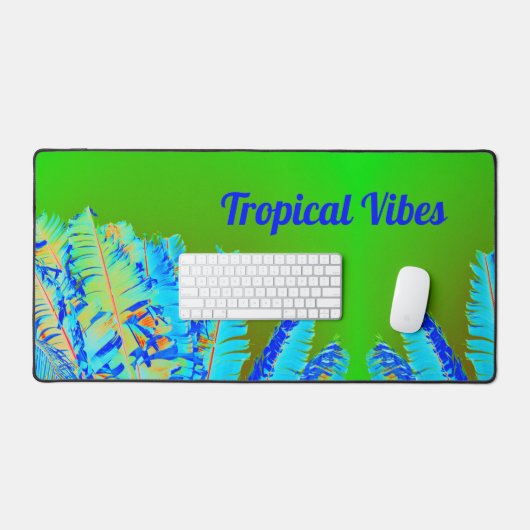 Psychedelic Tropical Vibes Palm Trees Green Blue Schreibtischunterlage (Tastatur & Maus)