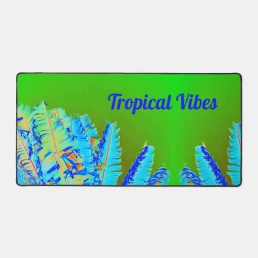 Psychedelic Tropical Vibes Palm Trees Green Blue Schreibtischunterlage (Vorderseite)