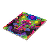 Psychedelic Vibrant Colorful Retro Mushrooms Fliese (Seite)