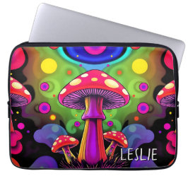 Psychedelic Vibrant Colorful Retro Mushrooms Laptopschutzhülle