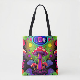 Psychedelic Vibrant Colorful Retro Mushrooms Tasche