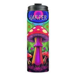 Psychedelic Vibrant Colorful Retro Mushrooms Thermosbecher