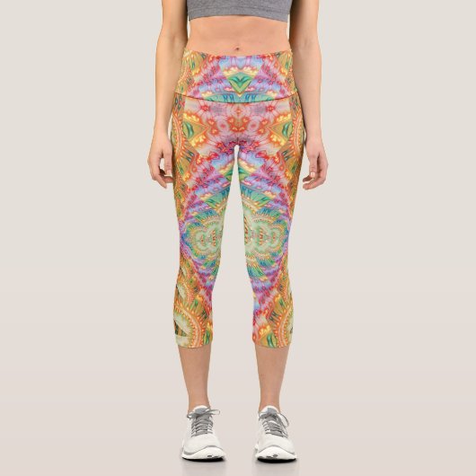 Psychedelic Visionary Geometric Art V1 Capri Leggings (Vorderseite)