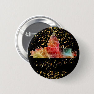 Psychedelic Washington D.C. White House Button