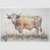Psychedelic Watercolor Cow 1 Decoupage Paper Seidenpapier (Vorderseite)