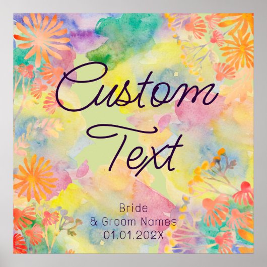 Psychedelic Watercolor-Wildblume Poster (Vorne)