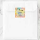 Psychedelic Watercolor-Wildblume Quadratischer Aufkleber (Tasche)
