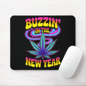 Psychedelic Weed Buzzing In New Year 2026 Funny  Mousepad (Mit Mouse)