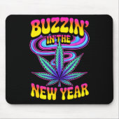 Psychedelic Weed Buzzing In New Year 2026 Funny  Mousepad (Vorne)