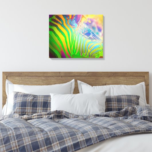 Psychedelic Wild Life Zebra Leinwanddruck (Insitu (Schlafzimmer))