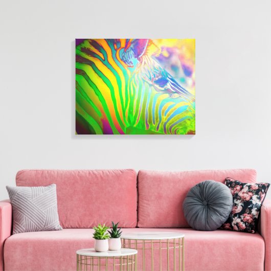 Psychedelic Wild Life Zebra Leinwanddruck (Insitu (Wohnzimmer))