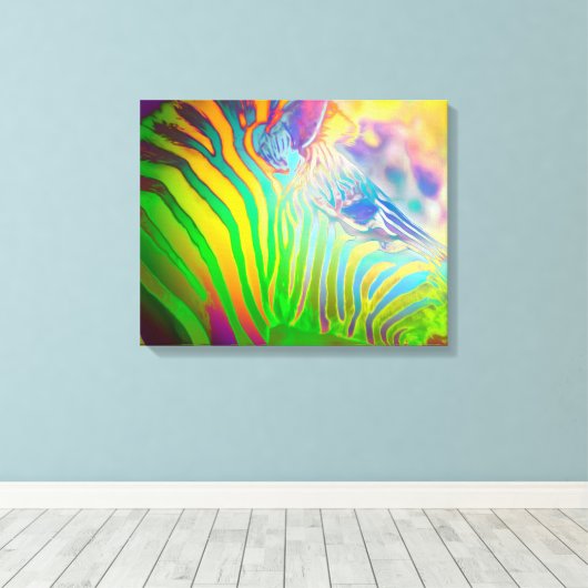 Psychedelic Wild Life Zebra Leinwanddruck (Insitu (Holzboden))