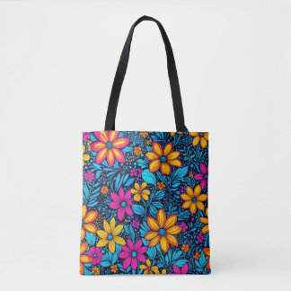 Psychedelic Wildblume Tote Bag Tasche