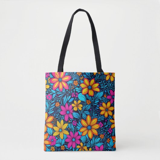 Psychedelic Wildblume Tote Bag Tasche (Vorderseite)