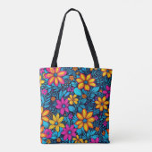 Psychedelic Wildblume Tote Bag Tasche (Rückseite)