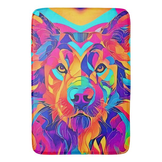 Psychedelic Wolf Majestät Badematte (Vorderseite Vertikal)