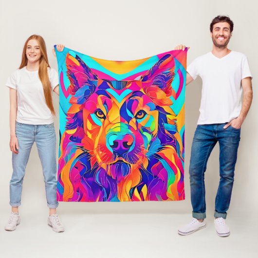 Psychedelic Wolf Majestät Fleecedecke (Beispiel)