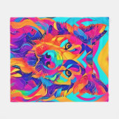 Psychedelic Wolf Majestät Fleecedecke (Vorderseite (Horizontal))