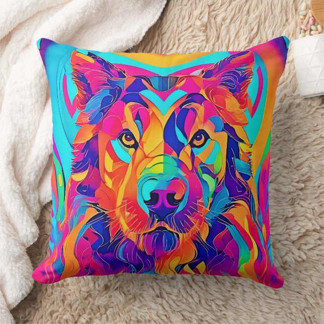 Psychedelic Wolf Majestät Kissen (Decke)