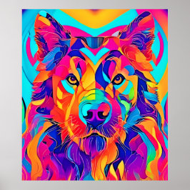Psychedelic Wolf Majestät Poster