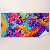 Psychedelic Wolf Majestät Strandtuch (Vorderseite)