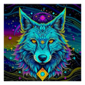 Psychedelic Wolf Poster (Vorderseite)