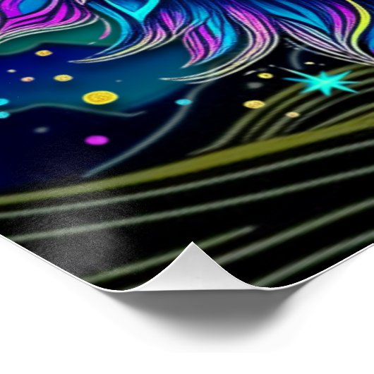 Psychedelic Wolf Poster (Ecke)