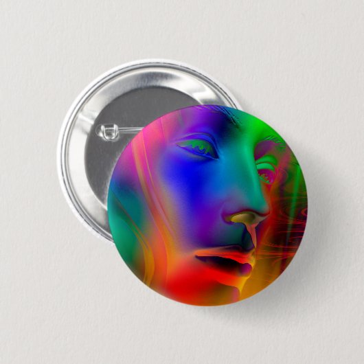 Psychedelic Woman Face Button (Vorne & Hinten)