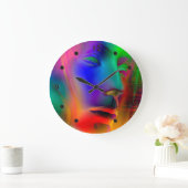 Psychedelic Woman Face Große Wanduhr (Zuhause)