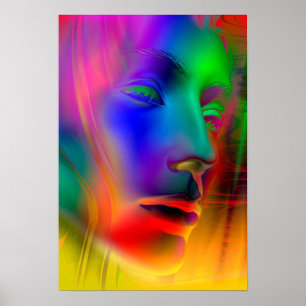 Psychedelic Woman Face Poster