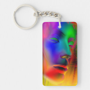 Psychedelic Woman Face Schlüsselanhänger