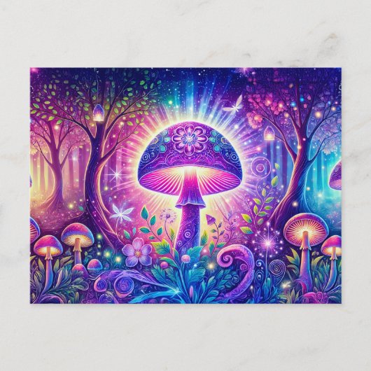 Psychedelic Wonderland Mystical Mushroom Fantasy Postkarte (Vorderseite)