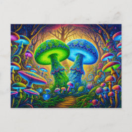 Psychedelic Wonderland Mystical Mushroom Fantasy Postkarte