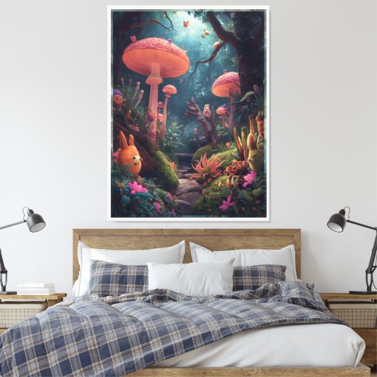 psychedelic woodland canvas print leinwanddruck (Insitu (Schlafzimmer))