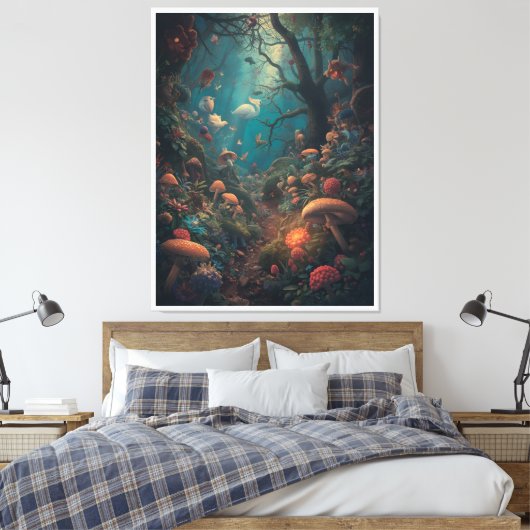 Psychedelic woodland canvas print leinwanddruck (Insitu (Schlafzimmer))