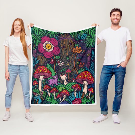 Psychedelic woodland fleece blanket (Beispiel)
