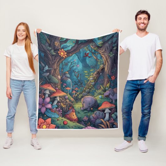 Psychedelic woodland fleece blanket (Beispiel)