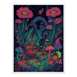Psychedelic woodland poster