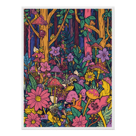 Psychedelic woodland poster