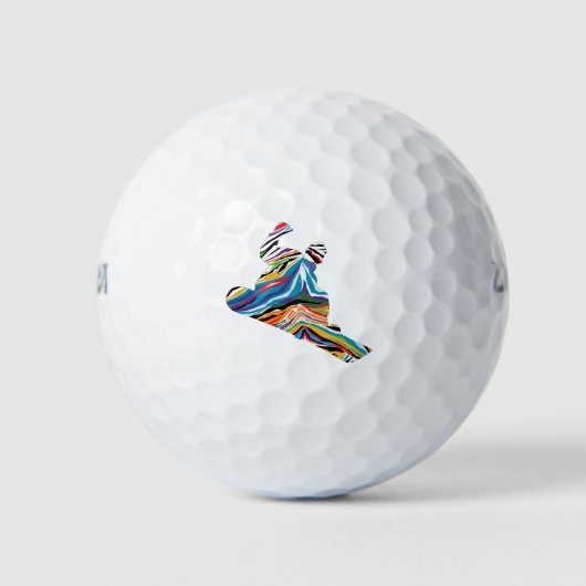 Psychedelic-Zebra-Snowboarder Golfball (Vorderseite)