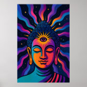 Psychedelic Zen Buddha - Third Eye Cosmic Vibratio Poster (Vorne)
