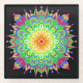 Psychedelic Zen Mandala Abstrakt Art Glasuntersetzer (Vorderseite)